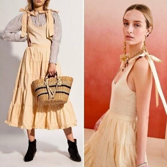 Ulla Johnson Hope Rib Knit Tiered Midi Dress - Picture 1 of 8